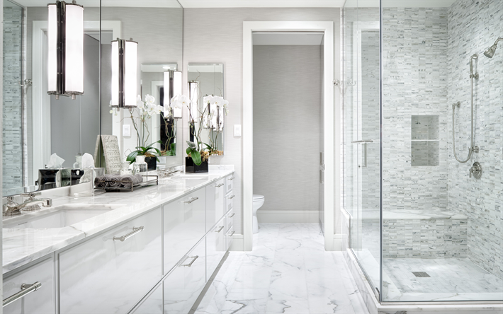 salle de bains, 4k, la lumi&#232;re de la conception, de la appartement moderne, int&#233;rieur, id&#233;e, moderne, design