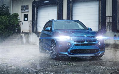BMW X5M, F85, 2017, Azul X5, tuning, M el Rendimiento, la SUV de lujo, BMW
