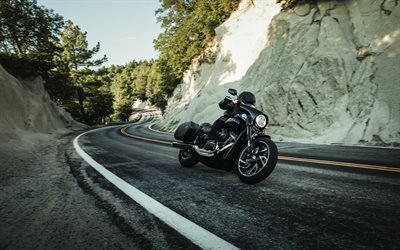A Harley-Davidson Do Esporte Glide, 4k, 2018 motos, motociclista, sbk, A Harley-Davidson