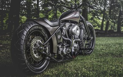 Harley-Davidson Shovelhead Hardtail, 4k, 2017 bikes, tuning, chopper, Harley-Davidson