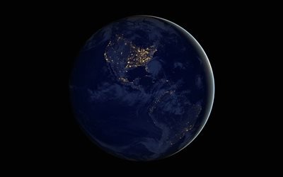 La tierra, de la NASA, Am&#233;rica del Norte, Am&#233;rica del Sur, continente, las luces de la ciudad