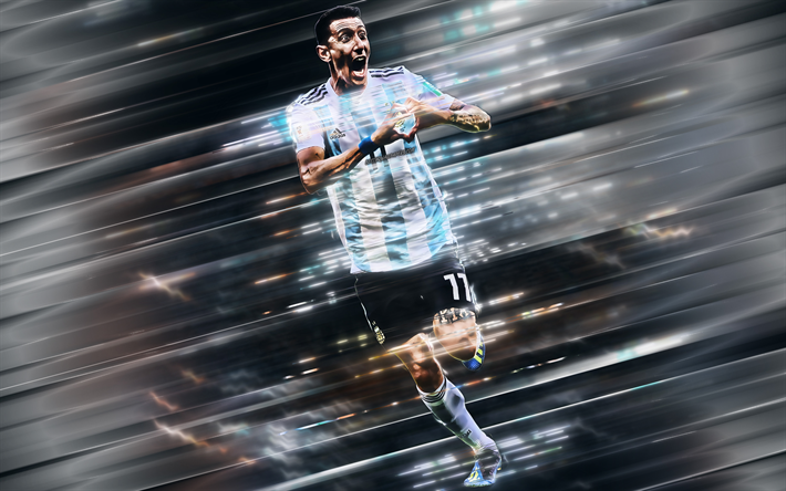 Angel di Maria, 4k, Argentinian footballer, attacking midfielder, number 11, Argentina national football team, Argentina, creative art