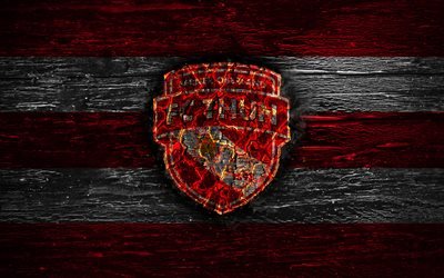 FC Thun, fogo logotipo, Super Liga Su&#237;&#231;a, linhas vermelhas e brancas, su&#237;&#231;a de futebol do clube, grunge, futebol, Thun logotipo, textura de madeira, Su&#237;&#231;a