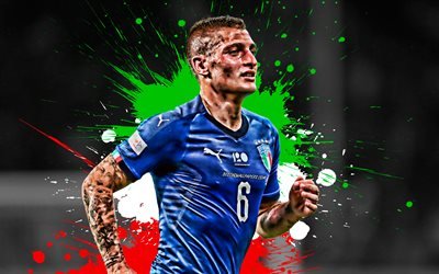 Marco Verratti, italian lipun, Italian Maajoukkueen, grunge, jalkapalloilijat, Verratti, jalkapallo, Italian jalkapallon joukkue