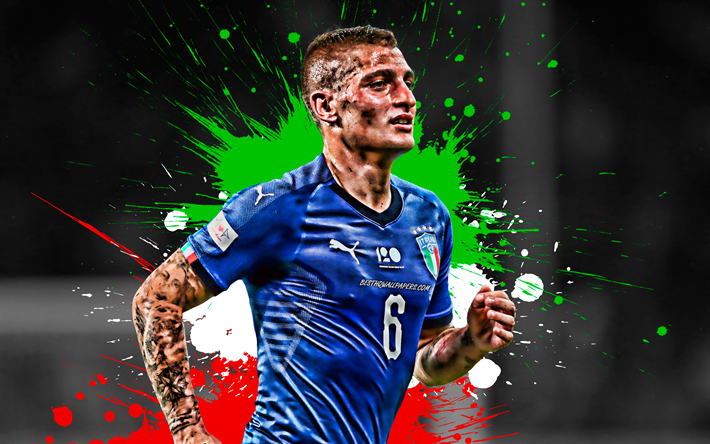 Marco Verratti, İtalyan bayrağı, İtalya Milli Takımı, grunge, futbolcular, Verratti, futbol, İtalyan futbol takımı