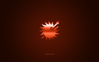 Maison Martell, Game Of Thrones, fond de carbone orange, logo de la maison Martell, texture en fibre de carbone, embl&#232;me de la maison Martell, signe en m&#233;tal de la maison Martell