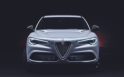 Alfa Romeo Stelvio Veloce Ti, 4k, vue de face, 2021 voitures, SUV, voitures de luxe, 2020 Alfa Romeo Stelvio, voitures italiennes, Alfa Romeo