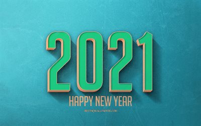 2021 New Year, green stone background, 2021 Retro background, 2021 concepts, Happy New Year 2021, Turquoise 2021 retro background
