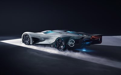 Jaguar Vision Gran Turismo SV, 2020, 4k, dış, arkadan g&#246;r&#252;n&#252;m, yarış arabası, elektrikli s&#252;per arabalar, İngiliz arabaları, Jaguar