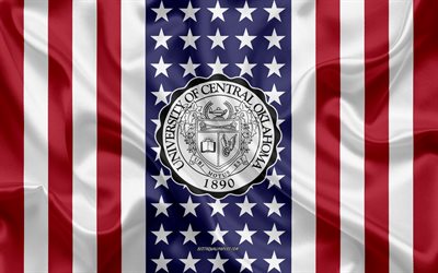 University of Central Oklahoma Emblem, American Flag, University of Central Oklahoma logo, Edmond, Oklahoma, USA, University of Central Oklahoma