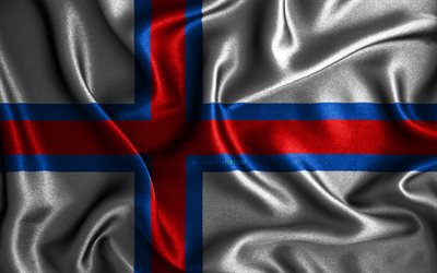 Faroe bayrağı, 4k, ipek dalgalı bayraklar, Avrupa &#252;lkeleri, ulusal semboller, Faroe Adaları Bayrağı, kumaş bayraklar, Faroe Adaları bayrağı, 3D sanat, Faroe Adaları, Avrupa, Faroe Adaları 3D bayrak