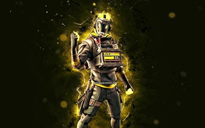 Hotwire, 4k, yellow neon lights, 2020 games, Fortnite Battle Royale, Fortnite characters, Hotwire Skin, Fortnite, Hotwire Fortnite