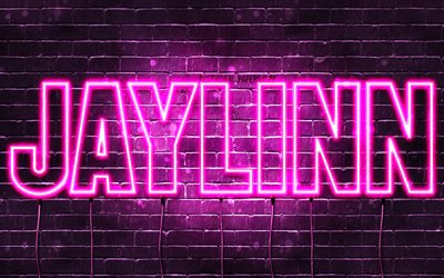 Jaylinn, 4k, isimlerle duvar kağıtları, kadın isimleri, Jaylinn adı, mor neon ışıkları, Mutlu Yıllar Jaylinn, pop&#252;ler Hollandalı kadın isimleri, Jaylinn isimli resim