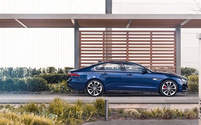 Jaguar XF, 2020, vista lateral, sed&#225;n, excitador, nuevo XF azul, autos brit&#225;nicos, Jaguar