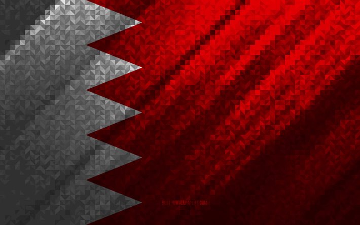 Flag of Bahrain, multicolored abstraction, Bahrain mosaic flag, Bahrain, mosaic art, Bahrain flag