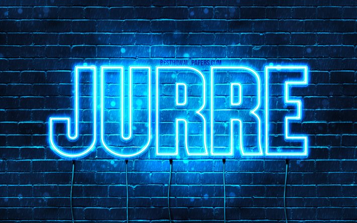 Jurre, 4k, sfondi con nomi, nome Jurre, luci al neon blu, Happy Birthday Jurre, nomi maschili olandesi popolari, foto con nome Jurre