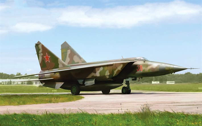 Mig-25, interceptor fighter, old military aircraft, drawn aircraft, combat aviation