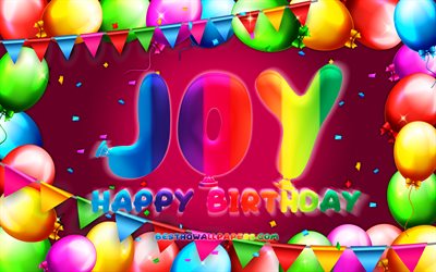 Mutlu Yıllar Sevinci, 4k, renkli balon &#231;er&#231;eve, Sevin&#231; adı, mor arka plan, Sevin&#231; Mutlu Yıllar, Sevin&#231; Doğum G&#252;n&#252;, pop&#252;ler amerikan kadın isimleri, Doğum g&#252;n&#252; konsepti, Sevin&#231;