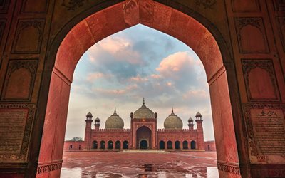 Badshahi-moskeija, keisarillinen moskeija, Lahore, sis&#228;kuva, maamerkki, moskeijat, Pakistan