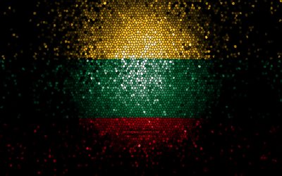 Litauisk flagga, mosaikkonst, Europeiska l&#228;nder, Litauens flagga, nationella symboler, konstverk, Europa, Litauen