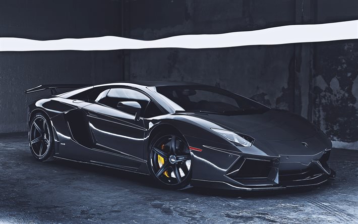 Lamborghini Aventador, 4k, viritys, 2020-autot, superautot, Harmaa Aventador, italialaiset autot, Lamborghini