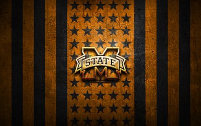 ミズーリタイガースの旗, 全米大学体育協会, オレンジ色の黒い金属の背景, アメリカンフットボール, ミズーリタイガースのロゴ, 米国, 黄金のロゴ, ミズーリタイガース