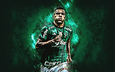 Miguel Borja, Palmeiras, striker, joy, goal, green stone, portrait, famous footballers, football, Colombian footballers, grunge, Serie A, Brazil, Sociedade Esportiva Palmeiras