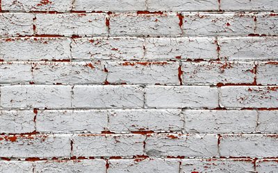 muro di mattoni, un vecchio bianco mattoni, mattoni texture grunge sfondo di mattoni, muro di pietra, muratura texture