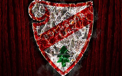 Boluspor, scorched logo, Turkish 1 Lig, red wooden background, turkish football club, TFF First League, Boluspor FC, grunge, football, soccer, Boluspor logo, fire texture, Turkey