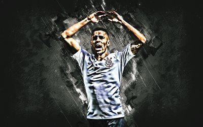 Brezilya, Gabriel Girotto Gabriel, Corinthians, orta saha oyuncusu, sevin&#231;, gol, beyaz taş, portre, &#252;nl&#252; futbolcular, futbol, Brezilyalı futbolcular, grunge, Serie A Franco