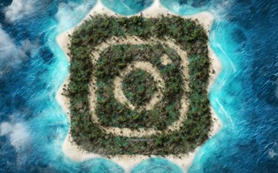 instagram-logo, creative-emblem, tropical island, kunst, insel-logo, ozean, instagram