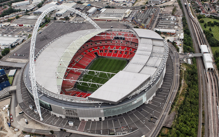 El Estadio de Wembley, vista desde arriba, ingl&#233;s estadio de f&#250;tbol, estadio de Wembley, Londres, Inglaterra, el Tottenham Hotspur FC, Estadio, equipo nacional de f&#250;tbol de Inglaterra