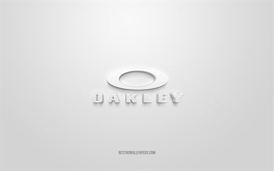 Logo Oakley, sfondo bianco, logo Moncler 3d, arte 3d, Oakley, logo dei marchi, logo Oakley, logo Oakley 3d bianco
