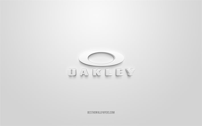Oakley logo, white background, Moncler 3d logo, 3d art, Oakley, brands logo, white 3d Oakley logo