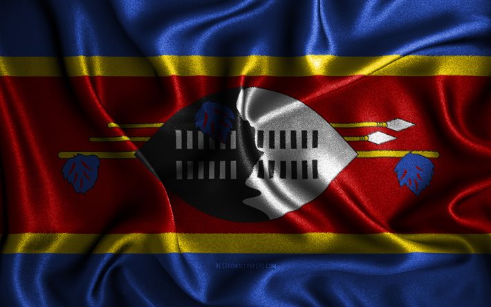 Bandeira de Eswatini, 4k, bandeiras onduladas de seda, pa&#237;ses africanos, s&#237;mbolos nacionais, bandeiras de tecido, arte 3D, Eswatini, &#193;frica, Bandeira de Eswatini 3D