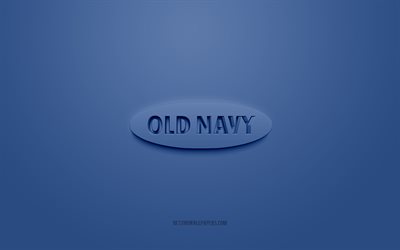 Old Navy logo, fond bleu, Old Navy 3d logo, art 3d, Old Navy, logo de marques, bleu 3d Old Navy logo