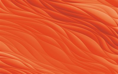 orange waves plaster texture, 4k, orange waves background, plaster texture, waves texture, orange waves texture