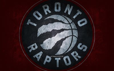Toronto Raptors, American basketball team, red blue stone background, Toronto Raptors logo, grunge art, NBA, basketball, Toronto, Canada, USA, Toronto Raptors emblem