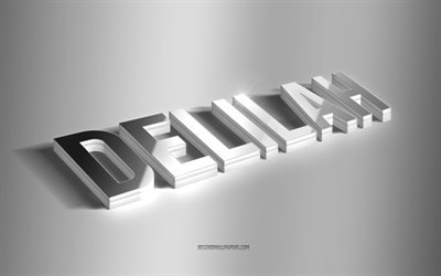 Delilah, silver 3d art, gray background, wallpapers with names, Delilah name, Delilah greeting card, 3d art, picture with Delilah name