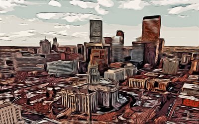 Denver, Colorado, 4k, vector art, Denver drawing, creative art, Denver art, vector drawing, abstract cityscape, Denver panorama, Denver cityscape, USA