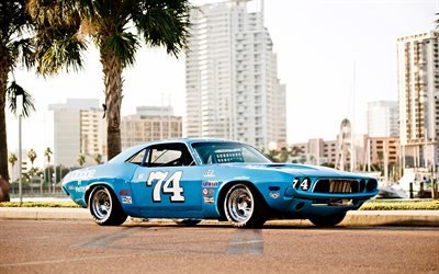 1964, Dodge Challenger, 4k, exterior, retro carros, muscle car, Challenger, american carros esportivos, Dodge