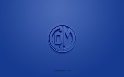 Deportivo Municipal, creative 3D logo, blue background, Peruvian Primera Division, 3d emblem, Peruvian football club, Lima, Peru, 3d art, Liga 1, football, Deportivo Municipal 3d logo
