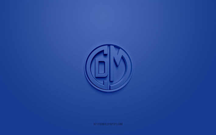 Deportivo Municipal, yaratıcı 3D logo, mavi arka plan, Peru Primera Division, 3d amblem, Peru Futbol Kul&#252;b&#252;, Lima, Peru, 3d sanat, 1 Lig, futbol, Deportivo Municipal 3d logo