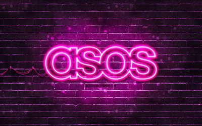 ASOS purple logo, 4k, purple brickwall, ASOS logo, brands, ASOS neon logo, ASOS