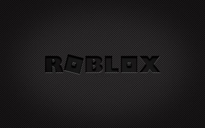 Roblox carbon logotyp, 4k, grunge art, carbon bakgrund, kreativ, Roblox svart logotyp, spelm&#228;rken, Roblox logotyp, Roblox