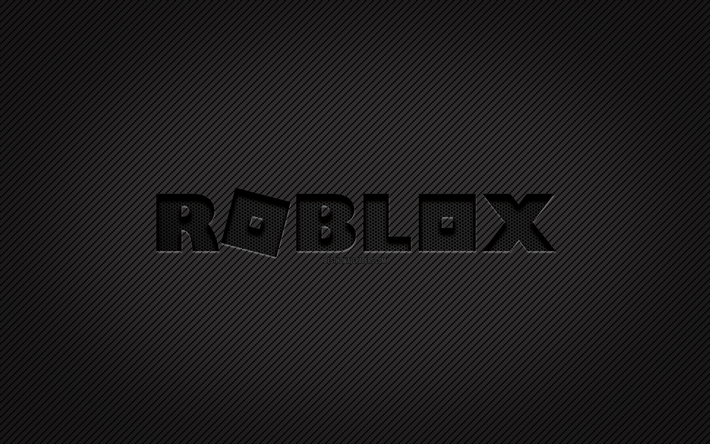 Roblox carbon logo, 4k, grunge art, carbon background, creative, Roblox black logo, games brands, Roblox logo, Roblox