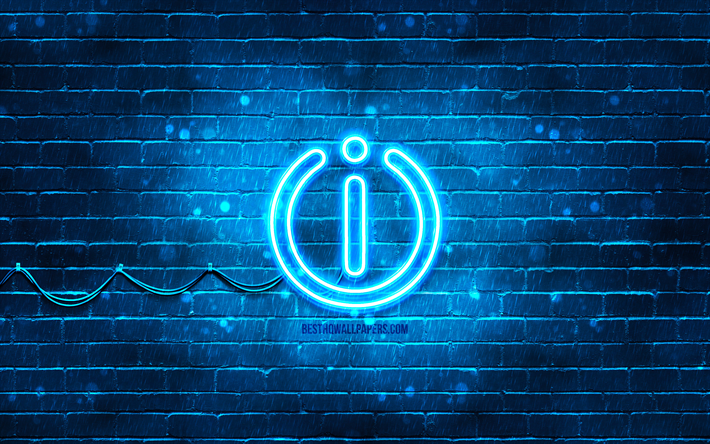 Indesit mavi logo, 4k, mavi brickwall, Indesit logo, markalar, Indesit neon logo, Indesit