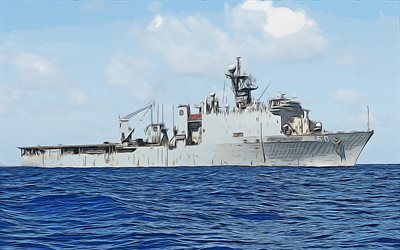 USS Carter Hall, 4k, arte vettoriale, LSD-50, navi da sbarco, Marina degli Stati Uniti, esercito degli Stati Uniti, navi astratte, corazzata, classe Whidbey Island, USS Carter Hall LSD-50