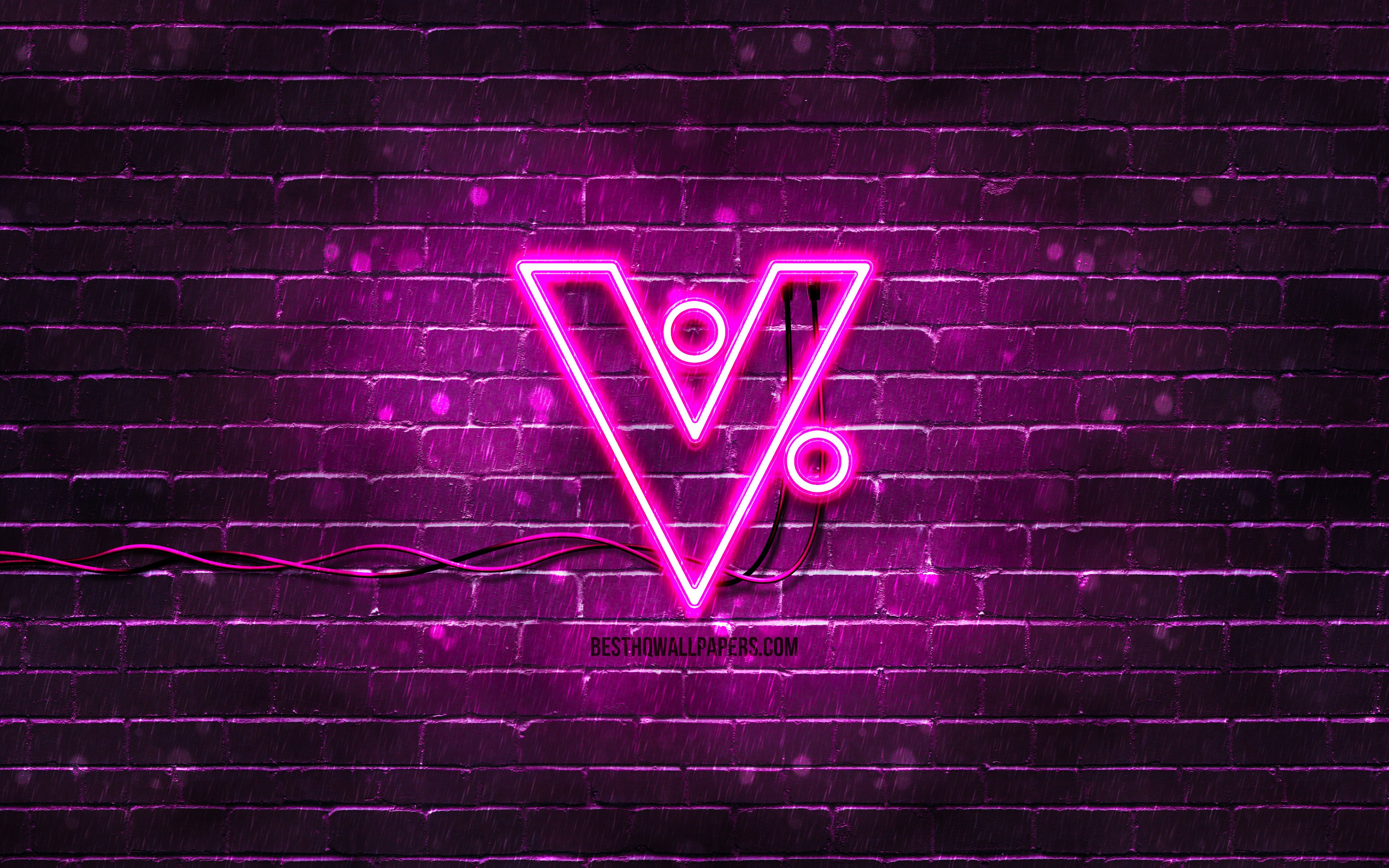 Download wallpapers VeriCoin purple logo, 4k, purple brickwall ...