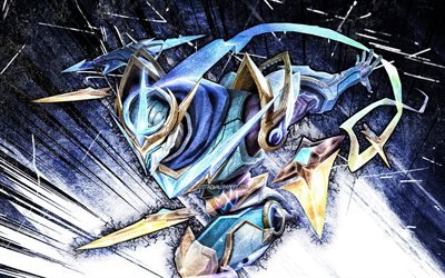4k, Gusion Cosmic Gleam, grunge art, Mobile Legends, creative, Legend Skin, Gusion, blue abstract rays, Cosmic Gleam, Gusion Mobile Legends